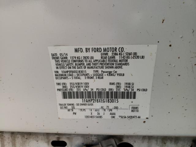 Photo 10 from auction – 2014 FORD TAURUS LIM with VIN 1FAHP2F8XEG183015