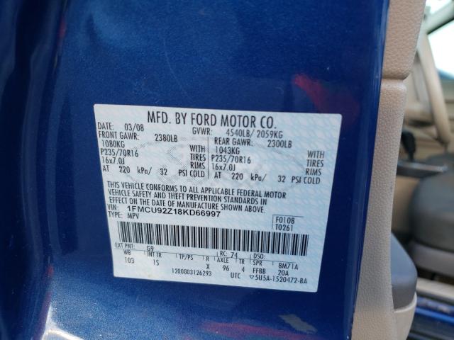 Photo 10 from auction – 2008 FORD ESCAPE XLS with VIN 1FMCU92Z18KD66997