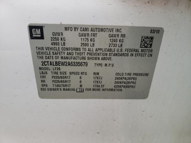 Photo 10 from auction – 2010 GMC TERRAIN SL with VIN 2CTALBEW2A6335679