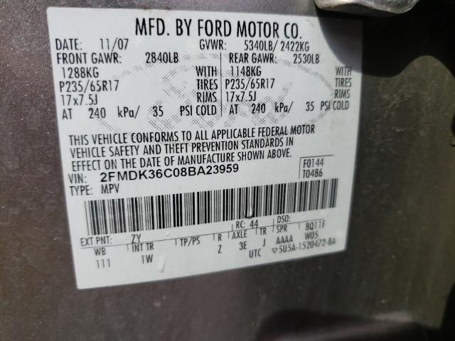 Photo 10 from auction – 2008 FORD EDGE SE with VIN 2FMDK36C08BA23959