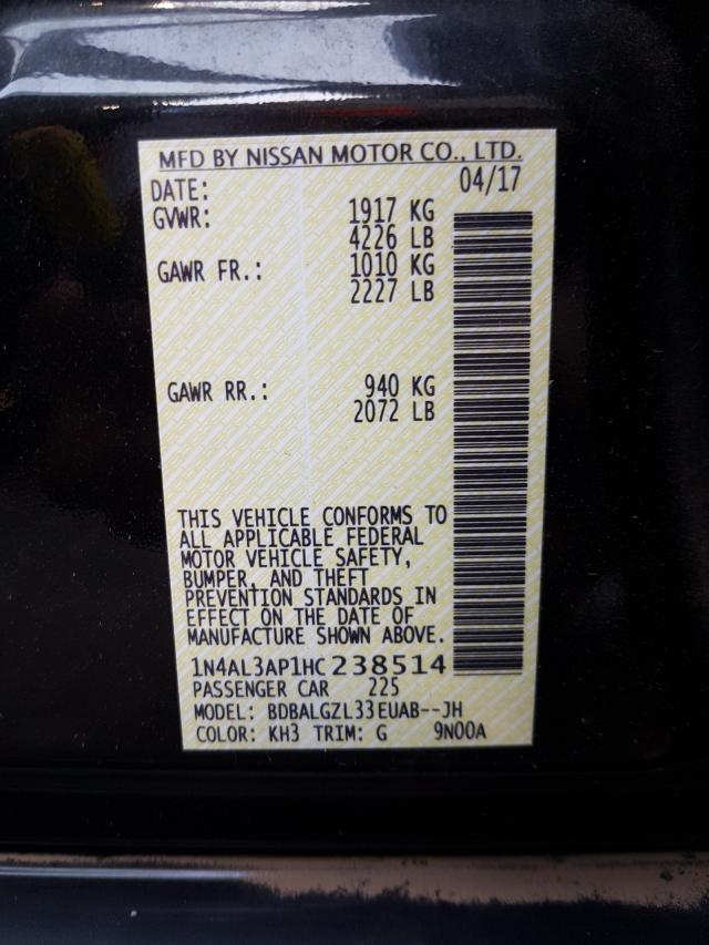 Photo 10 from auction – 2017 NISSAN ALTIMA 2.5 with VIN 1N4AL3AP1HC238514