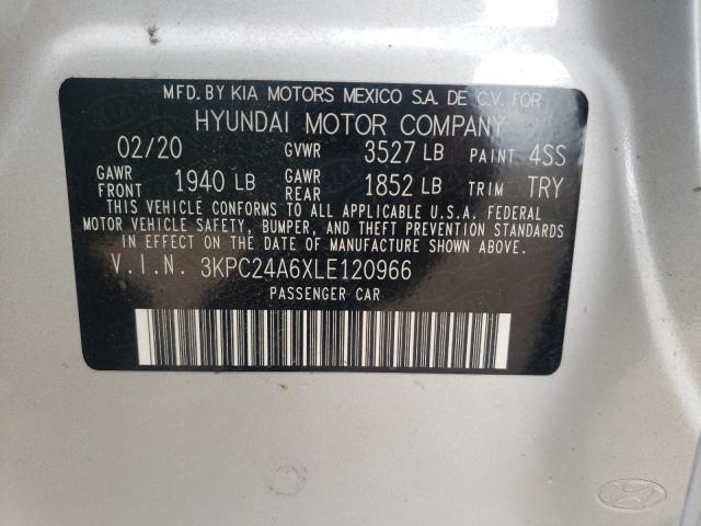 Photo 10 from auction – 2020 HYUNDAI ACCENT SE with VIN 3KPC24A6XLE120966