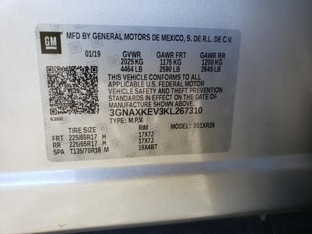 Photo 10 from auction – 2019 CHEVROLET EQUINOX LT with VIN 3GNAXKEV3KL267310