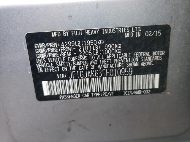 Photo 10 from auction – 2015 SUBARU IMPREZA PR with VIN JF1GJAK63FH010959
