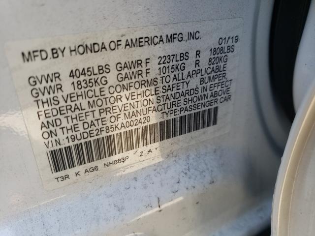 Photo 10 from auction – 2019 ACURA ILX PREMIU with VIN 19UDE2F85KA002420