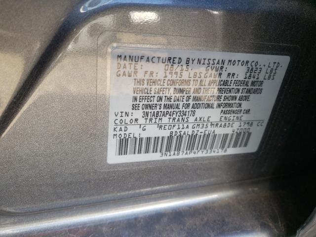 Photo 10 from auction – 2015 NISSAN SENTRA S with VIN 3N1AB7AP4FY334178