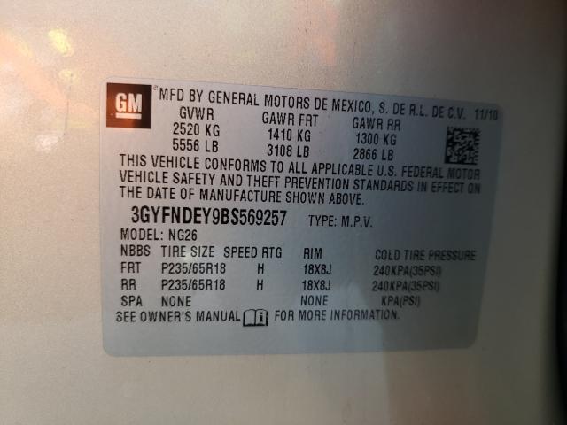 Photo 10 from auction – 2011 CADILLAC SRX LUXURY with VIN 3GYFNDEY9BS569257