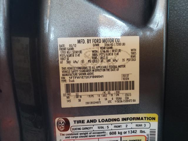 Photo 10 from auction – 2012 FORD F150 SUPER with VIN 1FTFW1ET2CFB99541