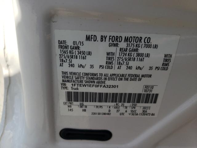 Photo 10 from auction – 2015 FORD F150 SUPER with VIN 1FTEW1EF0FFA32301