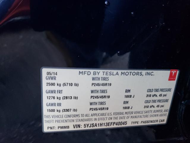 Photo 10 from auction – 2014 TESLA MODEL S with VIN 5YJSA1H13EFP40045