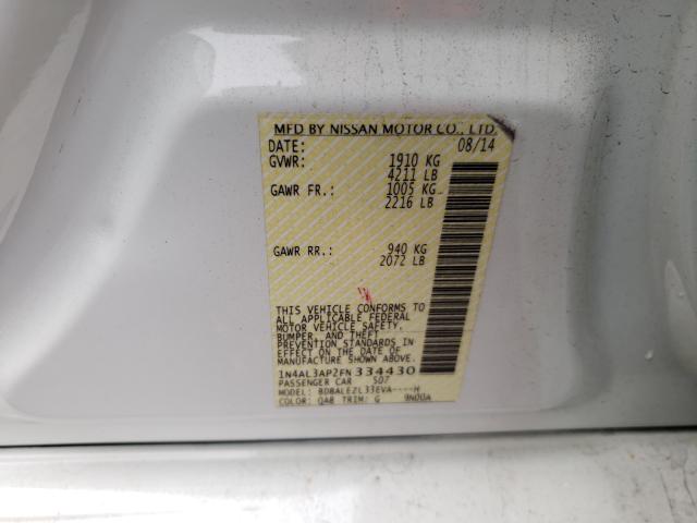 Photo 10 from auction – 2015 NISSAN ALTIMA 2.5 with VIN 1N4AL3AP2FN334430