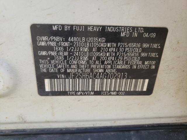 Photo 10 from auction – 2010 SUBARU FORESTER 2 with VIN JF2SH6AC4AG702913