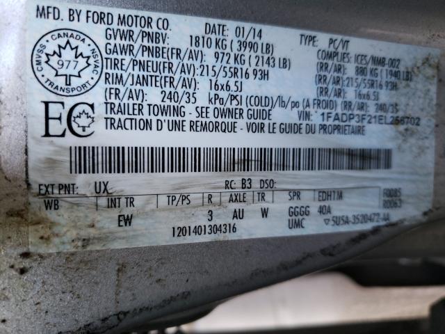 Photo 10 from auction – 2014 FORD FOCUS SE with VIN 1FADP3F21EL256702