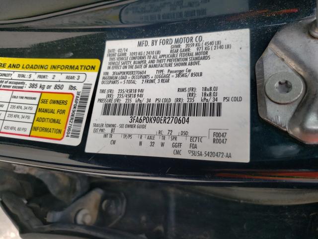 Photo 10 from auction – 2014 FORD FUSION TIT with VIN 3FA6P0K90ER270604