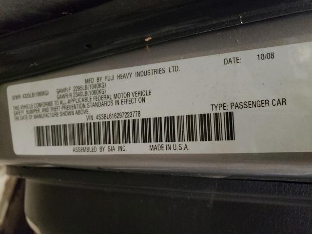 Photo 10 from auction – 2009 SUBARU LEGACY 2.5 with VIN 4S3BL616297223778