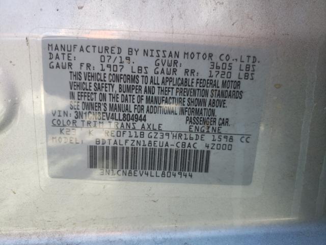 Photo 10 from auction – 2020 NISSAN VERSA with VIN 3N1CN8EV4LL804944