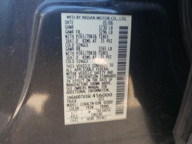 Photo 10 from auction – 2006 NISSAN FRONTIER C with VIN 1N6AD07U16C456000