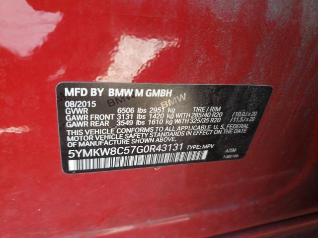 Photo 10 from auction – 2016 BMW X6 M with VIN 5YMKW8C57G0R43131