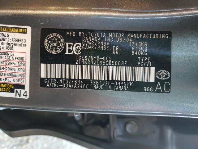 Photo 10 from auction – 2005 TOYOTA COROLLA MA with VIN 2T1KR32E05C850037