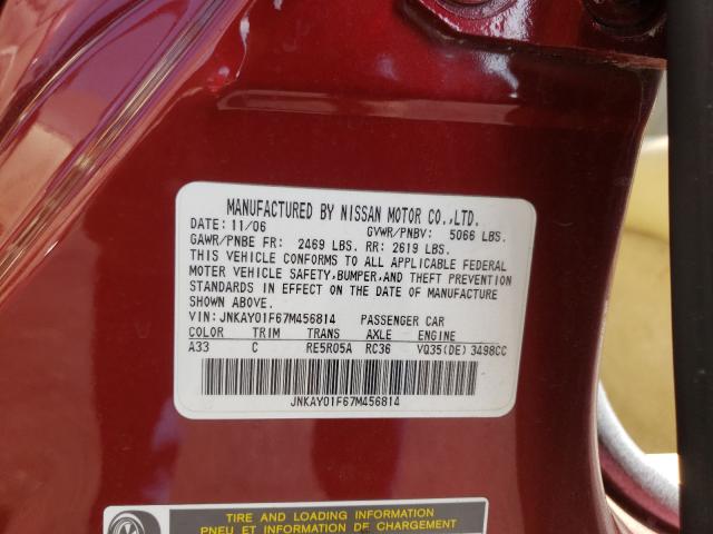 Photo 10 from auction – 2007 INFINITI M35 BASE with VIN JNKAY01F67M456814