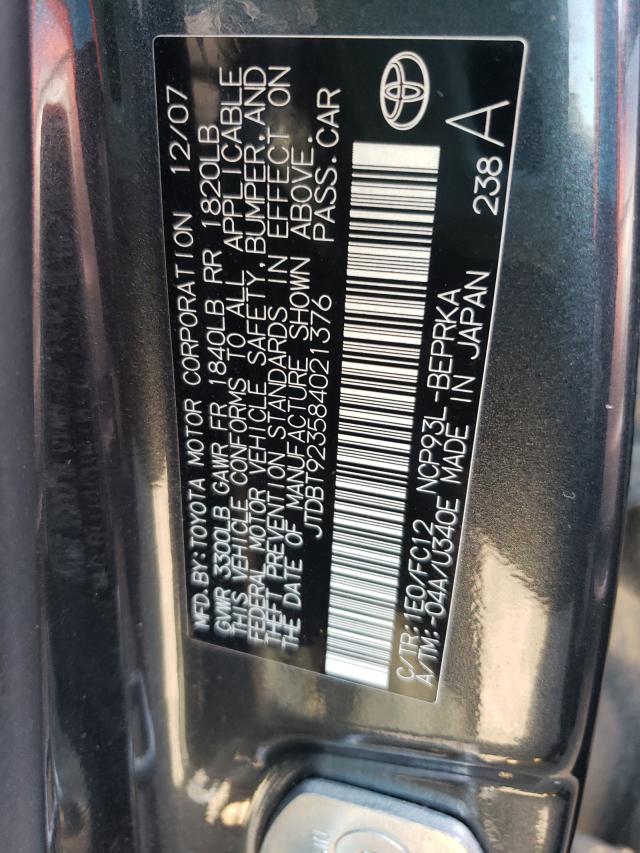 Photo 10 from auction – 2008 TOYOTA YARIS with VIN JTDBT923584021376