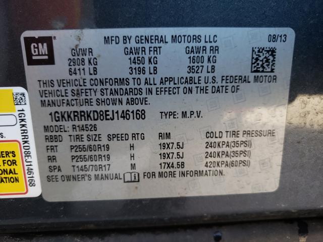 Photo 10 from auction – 2014 GMC ACADIA SLT with VIN 1GKKRRKD8EJ146168