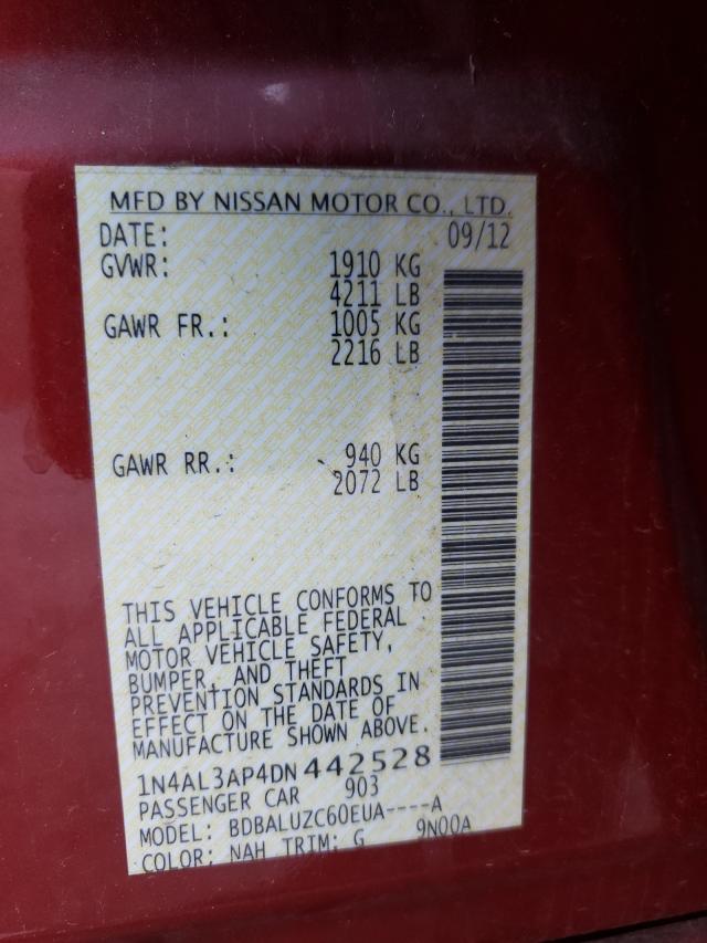 Photo 10 from auction – 2013 NISSAN ALTIMA 2.5 with VIN 1N4AL3AP4DN442528
