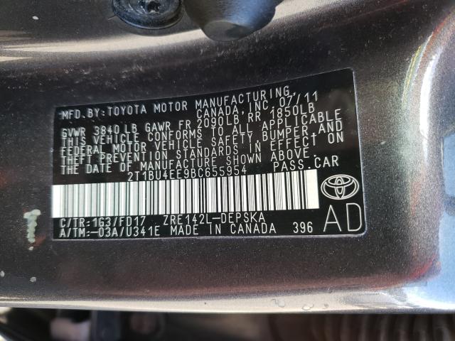 Photo 10 from auction – 2011 TOYOTA COROLLA BA with VIN 2T1BU4EE9BC655954