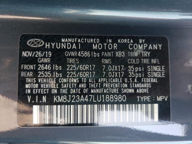 Photo 10 from auction – 2020 HYUNDAI TUCSON SE with VIN KM8J23A47LU188980
