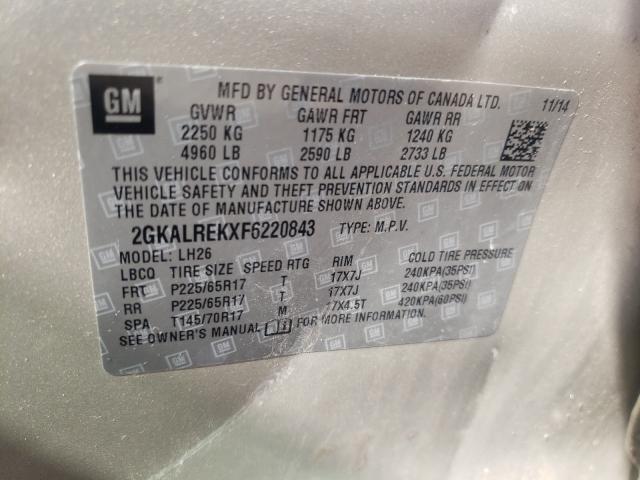 Photo 10 from auction – 2015 GMC TERRAIN SL with VIN 2GKALREKXF6220843