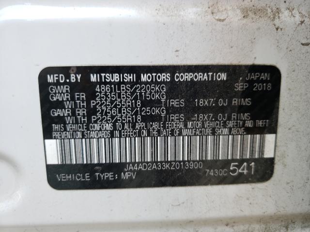 Photo 1 from auction – 2019 MITSUBISHI OUTLANDER with VIN JA4AD2A33KZ013900