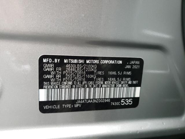 Photo 10 from auction – 2022 MITSUBISHI ECLIPSE CR with VIN JA4ATUAA3NZ002946