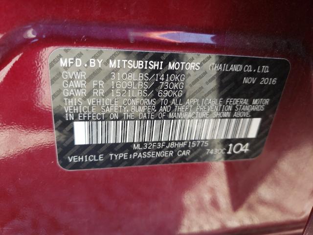 Photo 10 from auction – 2017 MITSUBISHI MIRAGE G4 with VIN ML32F3FJ8HHF15775