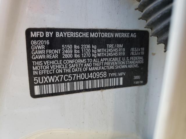 Photo 10 from auction – 2017 BMW X3 XDRIVE3 with VIN 5UXWX7C57H0U40958