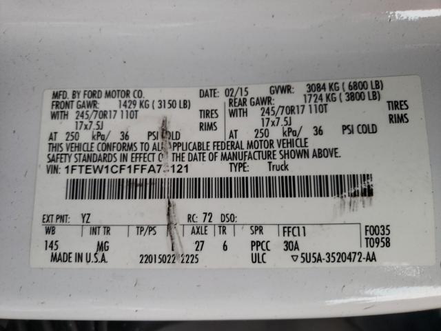 Photo 10 from auction – 2015 FORD F150 SUPER with VIN 1FTEW1CF1FFA73121
