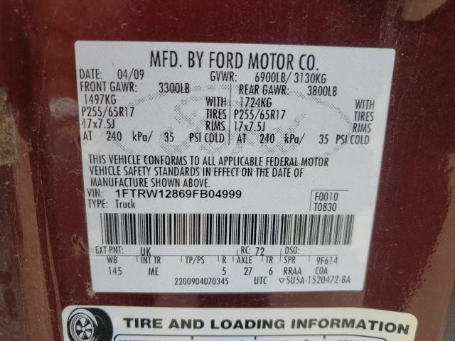 Photo 10 from auction – 2009 FORD F150 SUPER with VIN 1FTRW12869FB04999