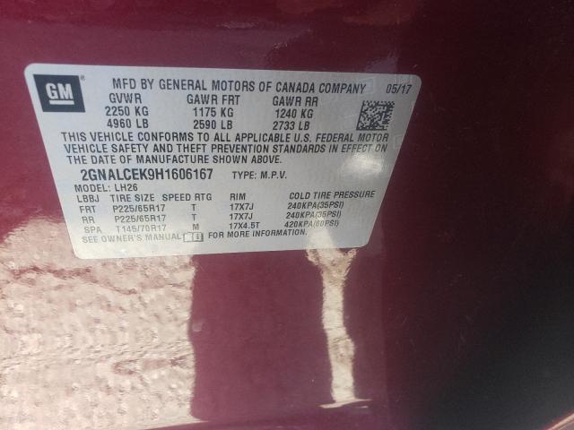 Photo 10 from auction – 2017 CHEVROLET EQUINOX LT with VIN 2GNALCEK9H1606167
