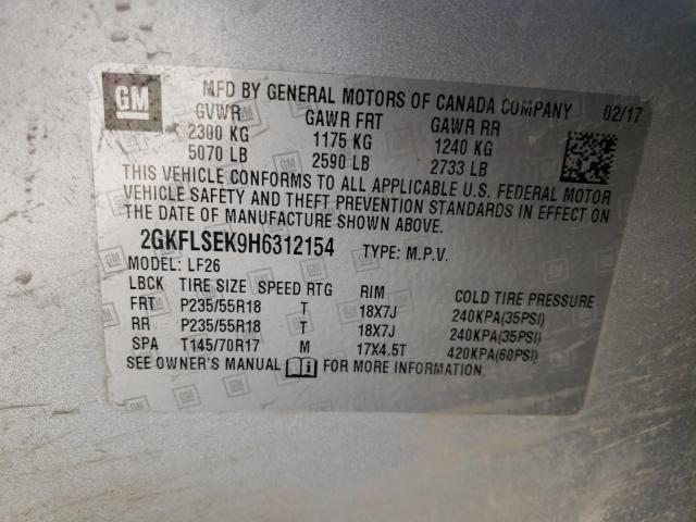 Photo 10 from auction – 2017 GMC TERRAIN SL with VIN 2GKFLSEK9H6312154