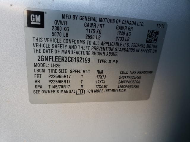 Photo 10 from auction – 2012 CHEVROLET EQUINOX LT with VIN 2GNFLEEK3C6192199