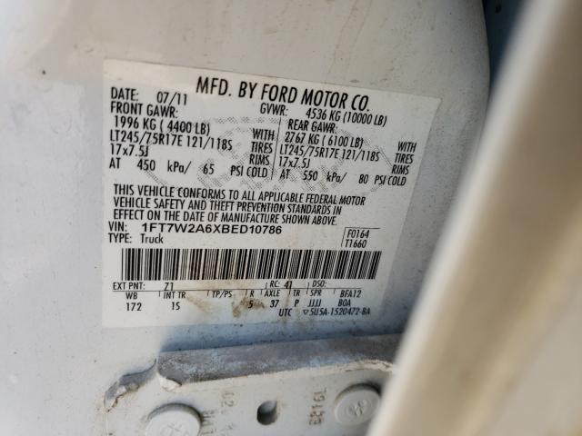 Photo 10 from auction – 2011 FORD F250 SUPER with VIN 1FT7W2A6XBED10786