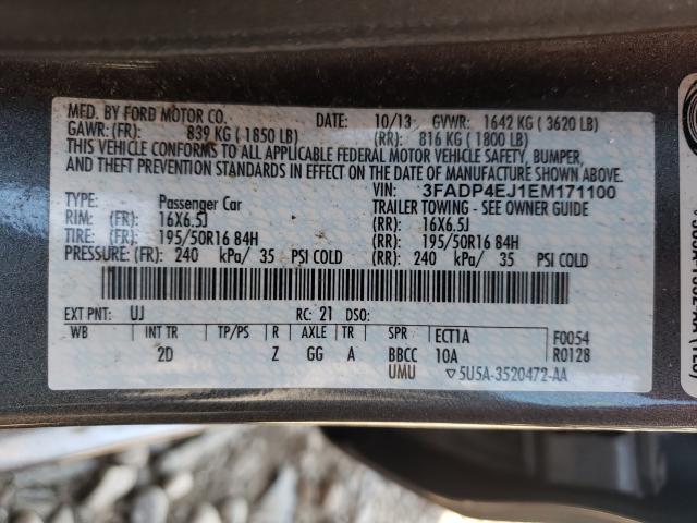 Photo 10 from auction – 2014 FORD FIESTA SE with VIN 3FADP4EJ1EM171100