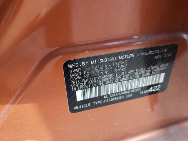 Photo 10 from auction – 2017 MITSUBISHI MIRAGE ES with VIN ML32A3HJ4HH016500