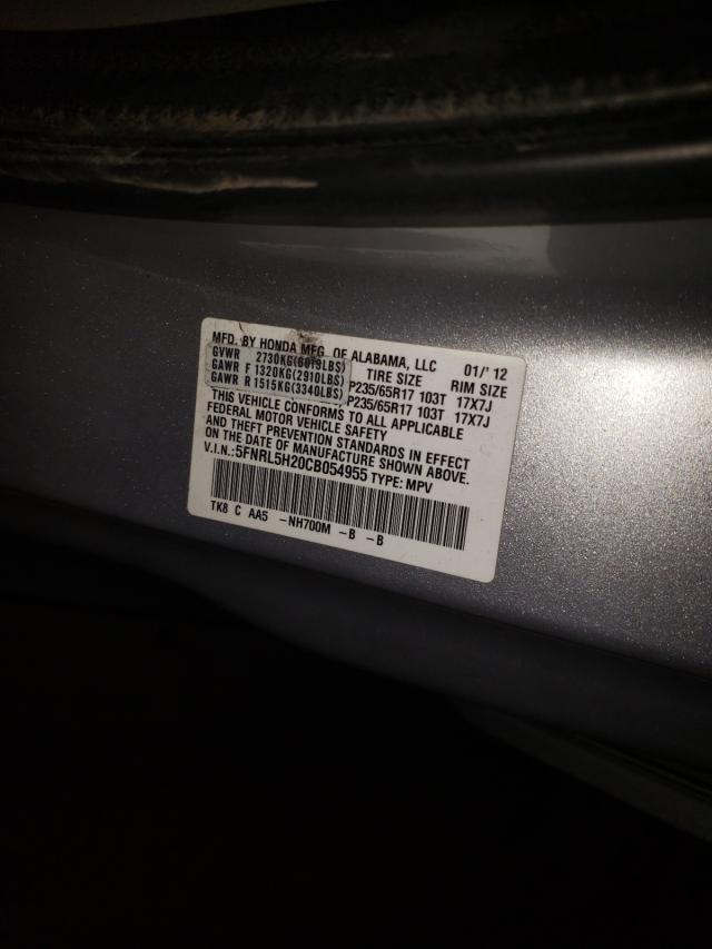 Photo 10 from auction – 2012 HONDA ODYSSEY LX with VIN 5FNRL5H20CB054955