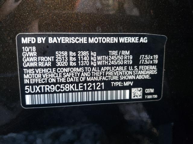 Photo 10 from auction – 2019 BMW X3 XDRIVE3 with VIN 5UXTR9C58KLE12121