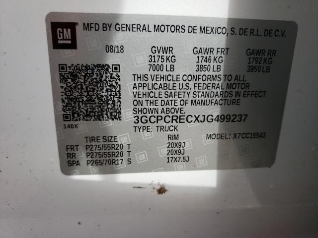Photo 1 from auction – 2018 CHEVROLET SILVERADO with VIN 3GCPCRECXJG499237