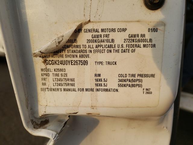 Photo 10 from auction – 2000 CHEVROLET SILVERADO with VIN 1GCGK24U0YE267509
