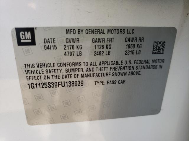 Photo 10 from auction – 2015 CHEVROLET IMPALA LT with VIN 1G1125S39FU138939