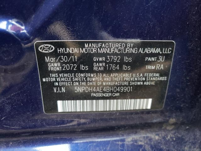 Photo 10 from auction – 2011 HYUNDAI ELANTRA GL with VIN 5NPDH4AE4BH049901