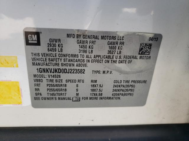 Photo 10 from auction – 2013 CHEVROLET TRAVERSE L with VIN 1GNKVJKD0DJ223582