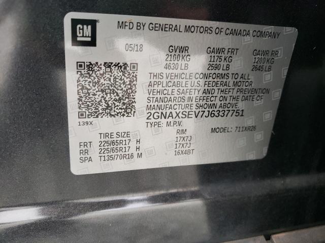 Photo 10 from auction – 2018 CHEVROLET EQUINOX LT with VIN 2GNAXSEV7J6337751